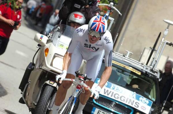Bradley Wiggins (Sky) in Saint-Jean-de-Maurienne.