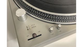 Close up of switches and dials on 1972 Technics SL-1200 turntable