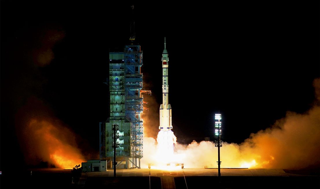 A Chinese Long March 2F rocket launches the three Shenzhou 13 astronauts to the country&#039;s Tiangong space station module Tianhe on Oct. 16, 2021 local time. China now wans a reusable rocket for future astronaut launches. 