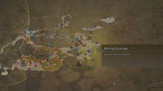 Monster Hunter Wilds Firestone location: A map of the Oilwell Basin highlighting a mining outcrop in area 4.