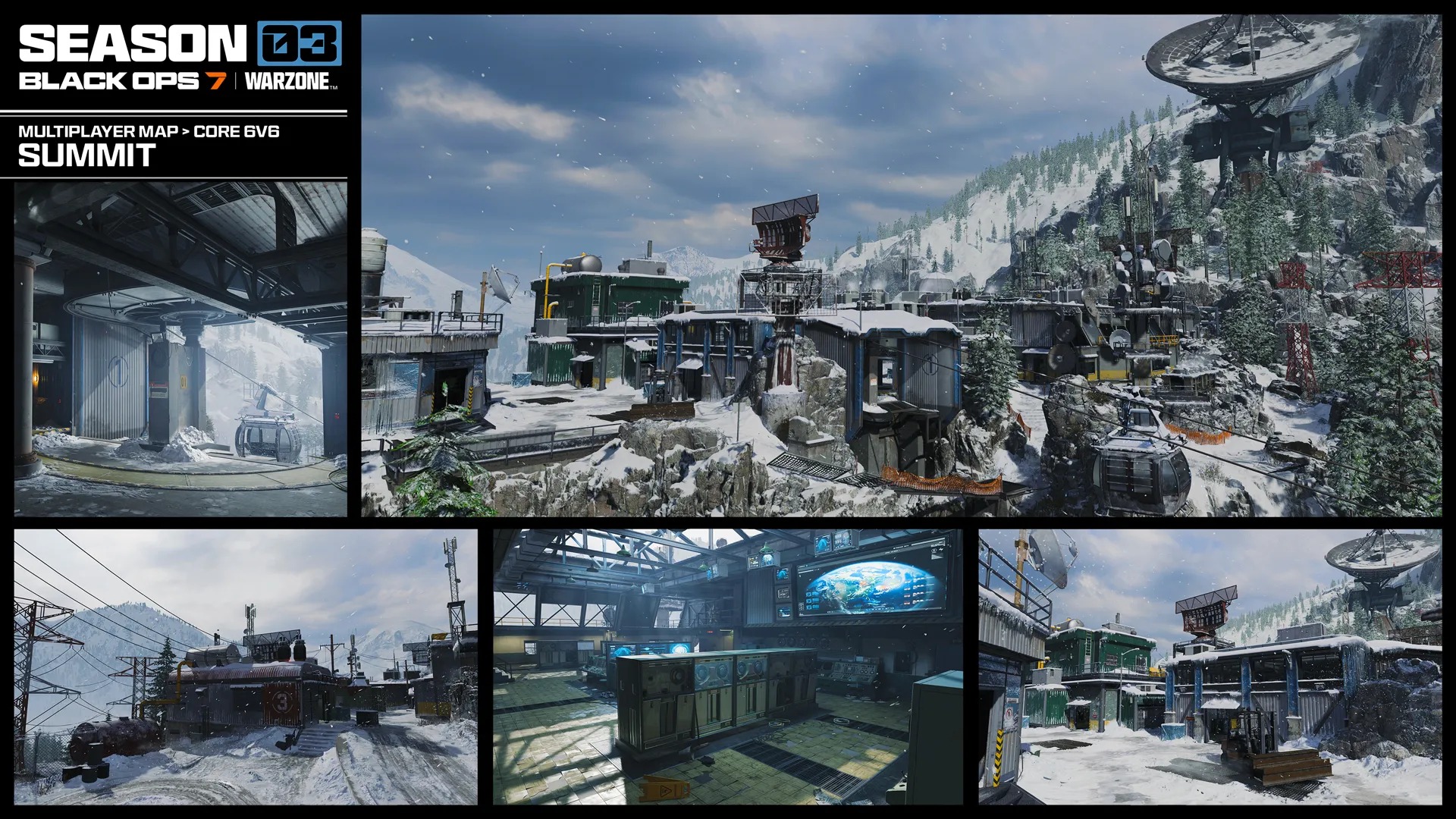 Call of Duty: Black Ops 7 Season 3 screenshots including weapon prestige camos, new mode gameplay for freerun and demolition, and new operator skins.