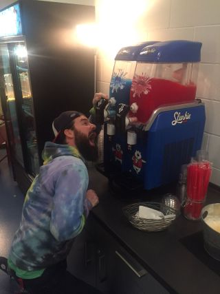 Halifax: Steve likes to keep as healthy as possible on tour at all times. Popcorn and Slushie machines on the same tour, did we strike gold?