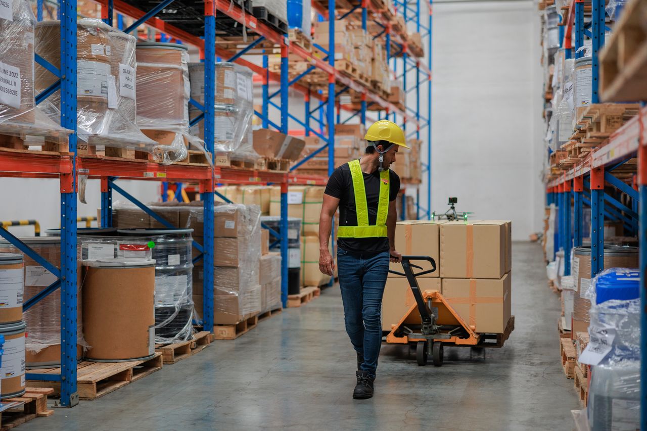 man in a warehouse