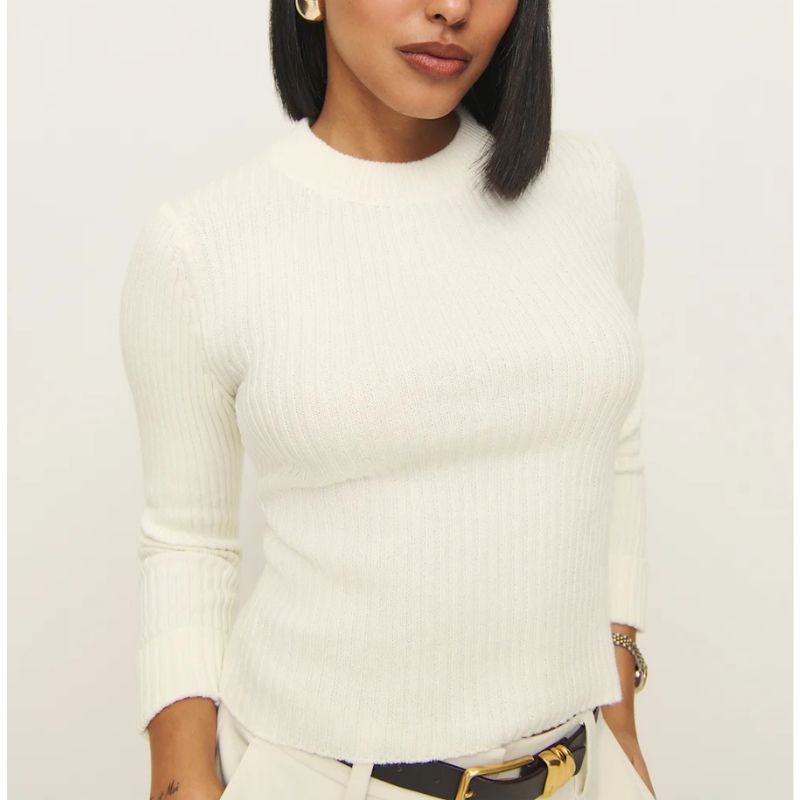 Reformation, Noella Cashmere Blend Ribbed Crew Sweater