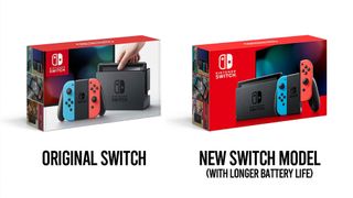 Nintendo Switch box next to Nintendo Switch V2 box.