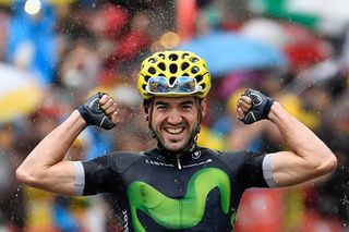Ion Izagirre celebrates after winning stage 20 at the Tour de France