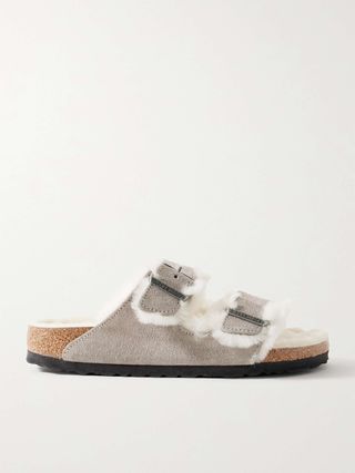 Arizona-Sandalen aus gestepptem Shearling-Wildleder