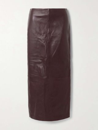 Paneled Leather Maxi Skirt