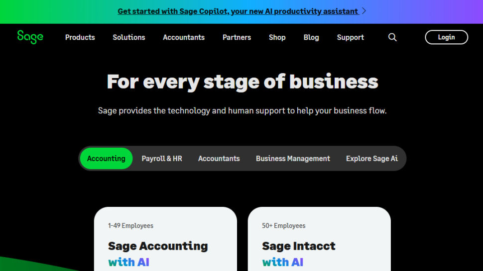 Sage Business Accounting website screenshot (May2025)