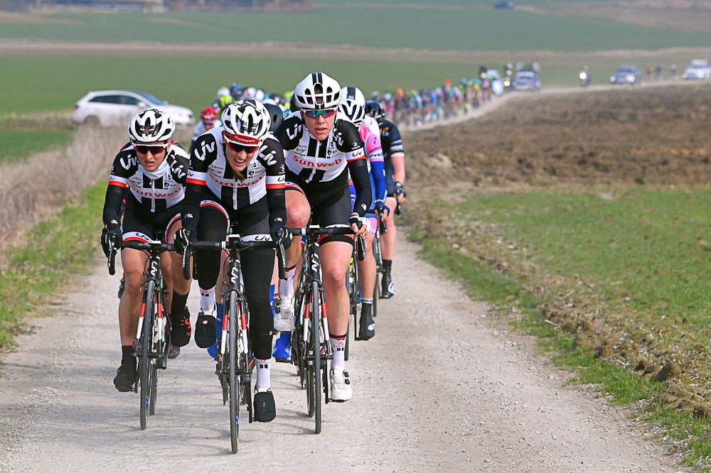Team Sunweb's Lucinda Brand, Leah Kirchmann and Ellen Van Dijk