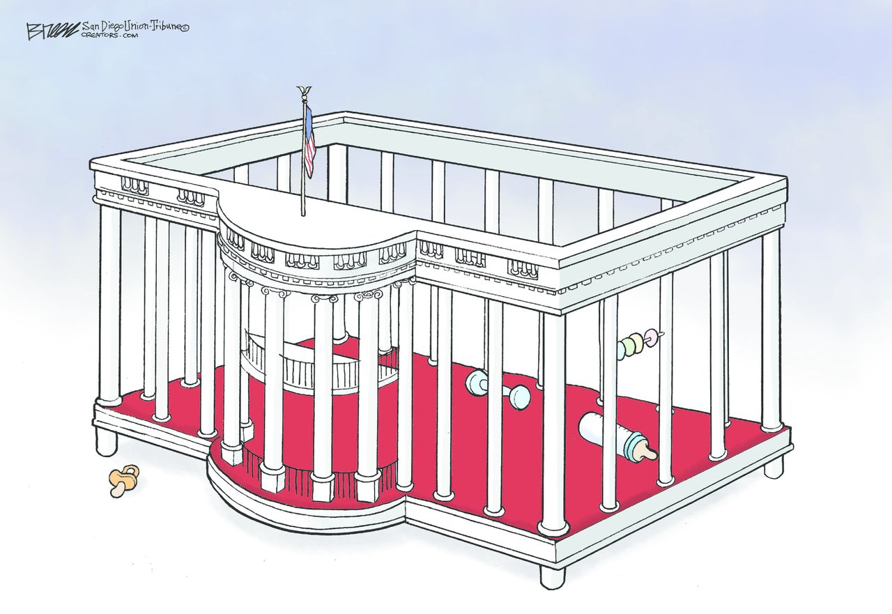 Political cartoon U.S. Trump baby president