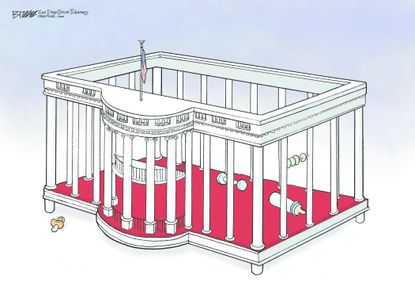 Political cartoon U.S. Trump baby president