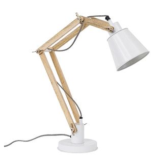 wooden desk lamp with white background