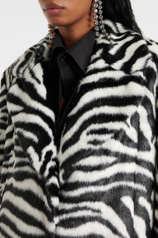 Rotate Zebra-Print Faux Fur Coat