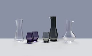 ’Beak’ glassware by Thomas Kral for Nude made its first appearance. A range of glass containers in clear, blue and black glass.
