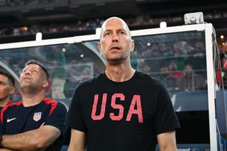 Gregg Berhalter of the United States looks downfield before the Concacaf Nations League final match between Mexico and USMNT at AT&T Stadium on March 24, 2024 in Arlington, Texas. (Photo by Stephen Nadler/ISI Photos/USSF/Getty Images for USSF)