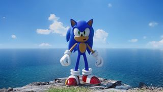 A screenshot showing Sonic in the game Sonic Frontiers