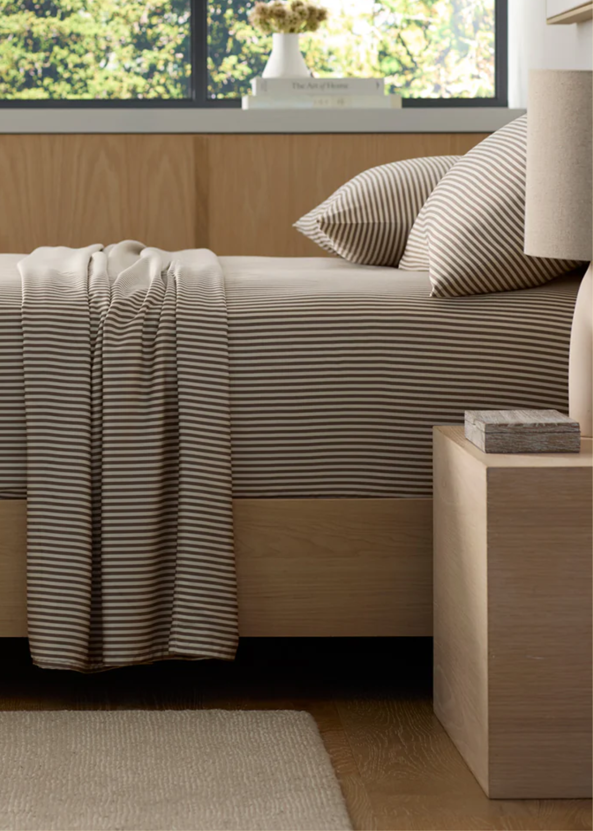 A striped bamboo bedscape from Cozy Earth