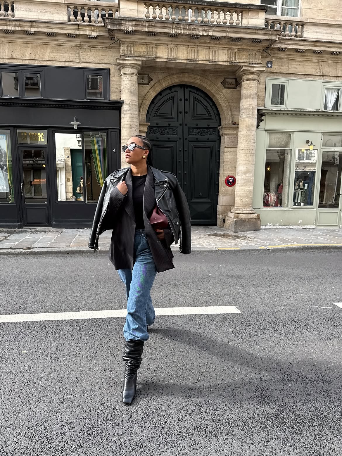 Lena wearing ruched boots