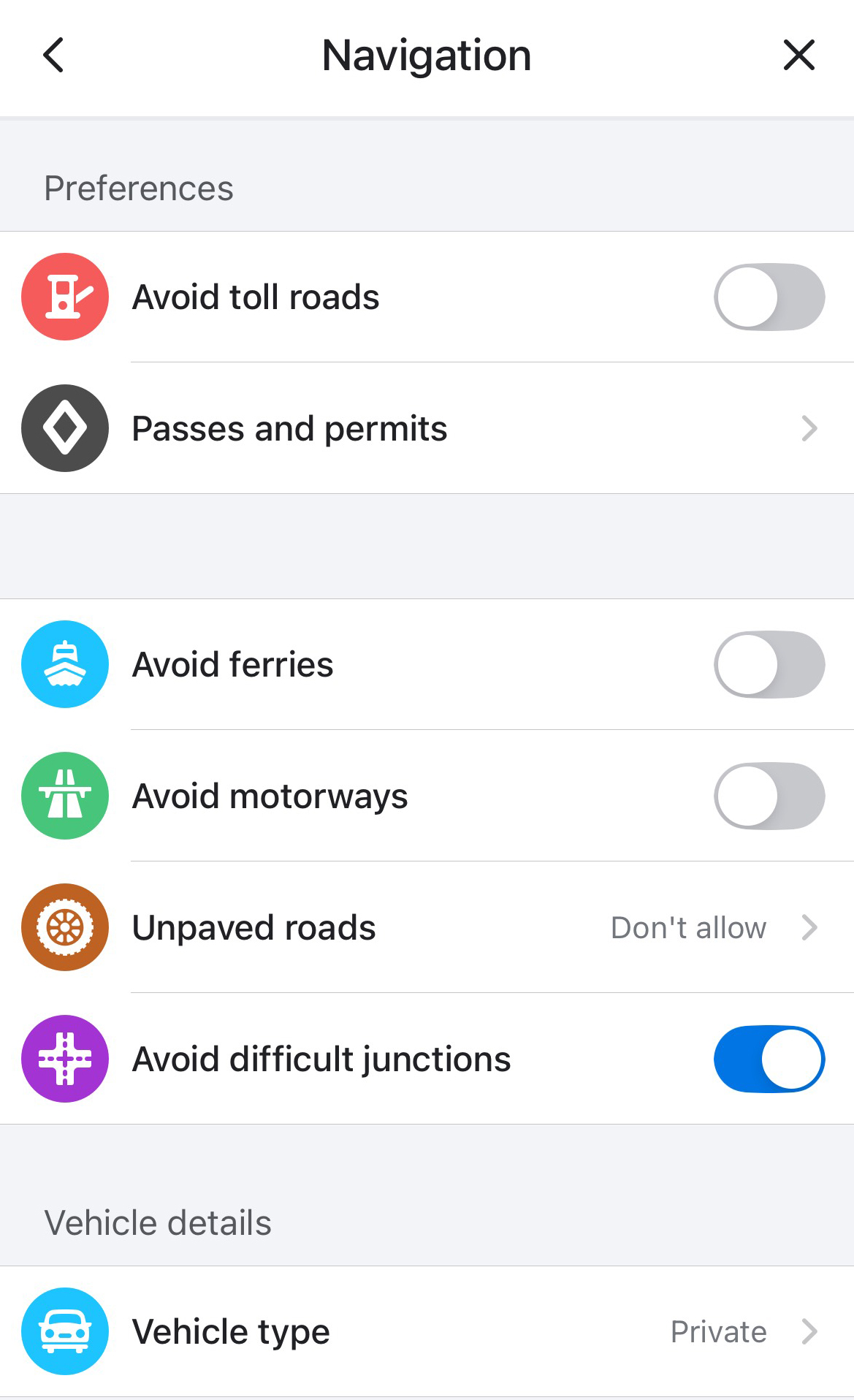 Waze screenshot driving options