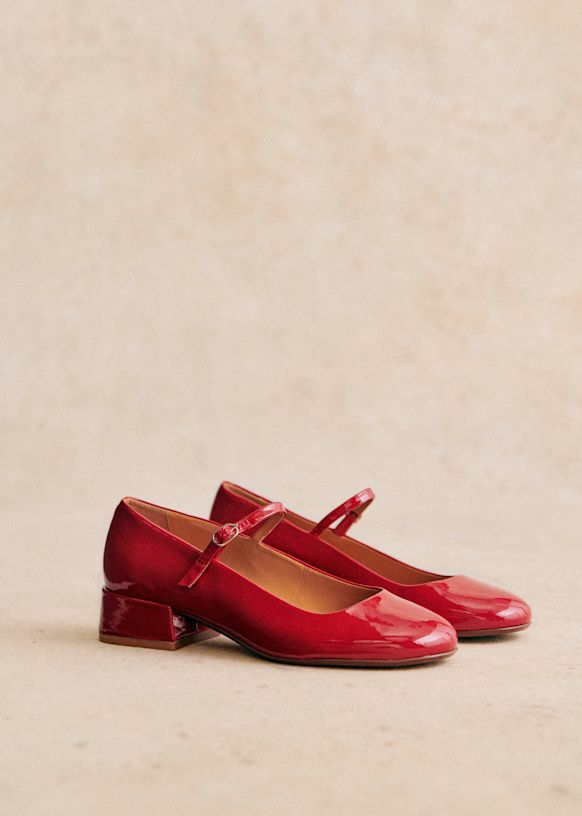 Angelique Mary Janes - Patent Red - Patent Goatskin Leather - Sézane