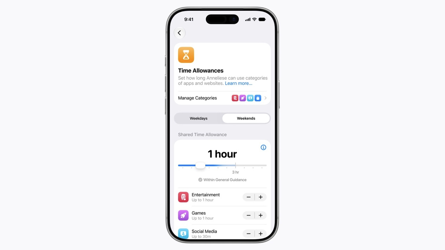 Apple's Time Allowances feature