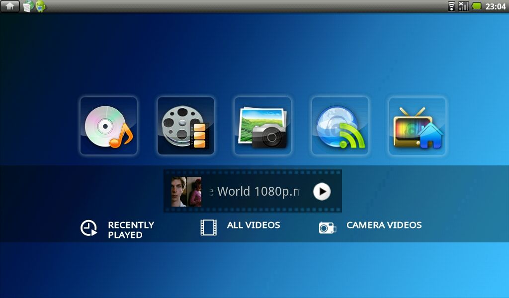 The AC100's bundled Toshiba Media Player app