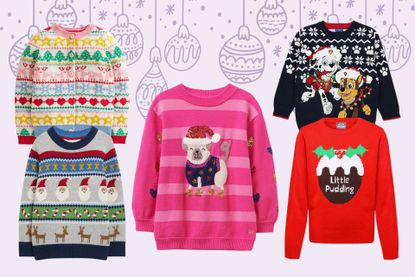 Five different kids christmas jumpers to illustrate the best christmas jumpers for kids