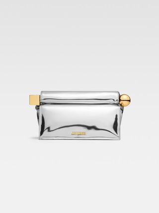 Jacquemus silver clutch with gold clasp