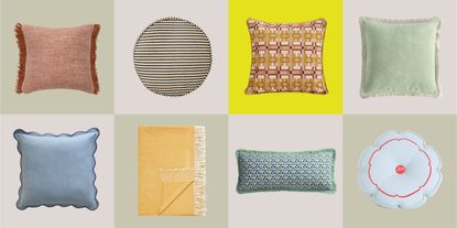 Product grid with cushions for sofas