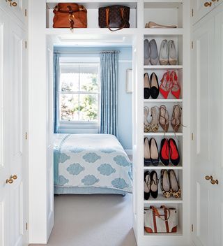 built in shoe storage around a bedroom doorway