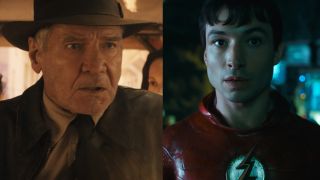 Harrison Ford in his last outing as Indiana Jones in the Dial of Destiny, Ezra Miller starring as the Flash