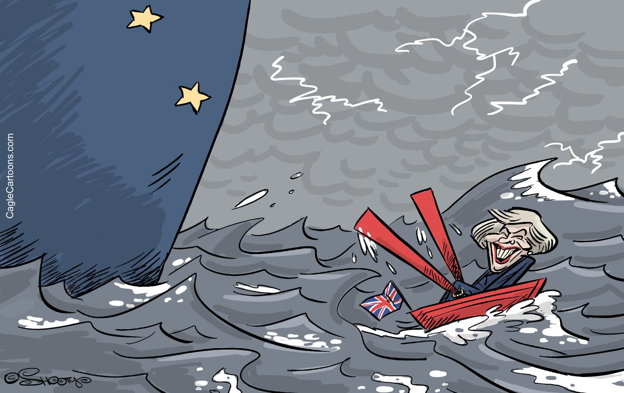 Political Cartoon World EU Teresa May UK Brexit