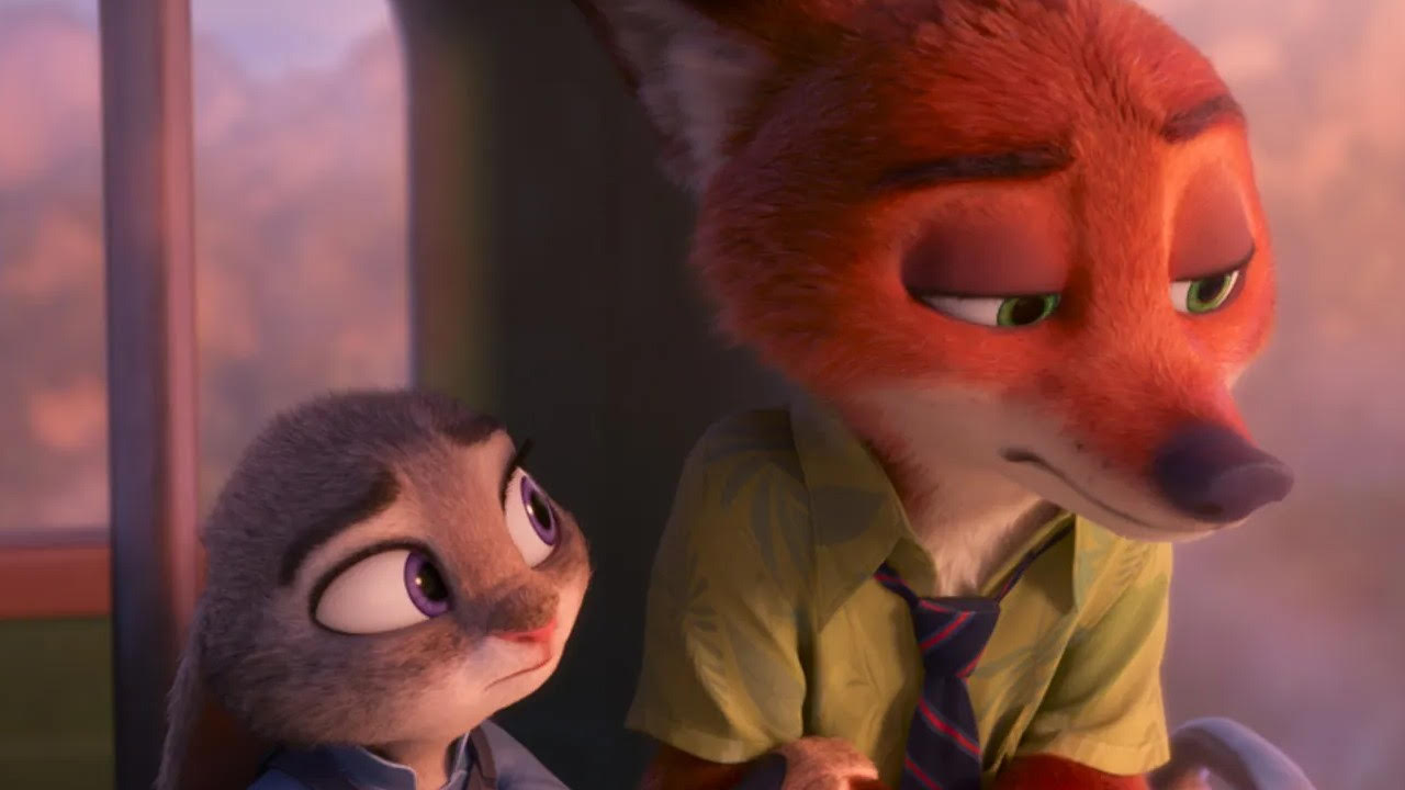 Judy and Nick looking gloomy in Zootopia