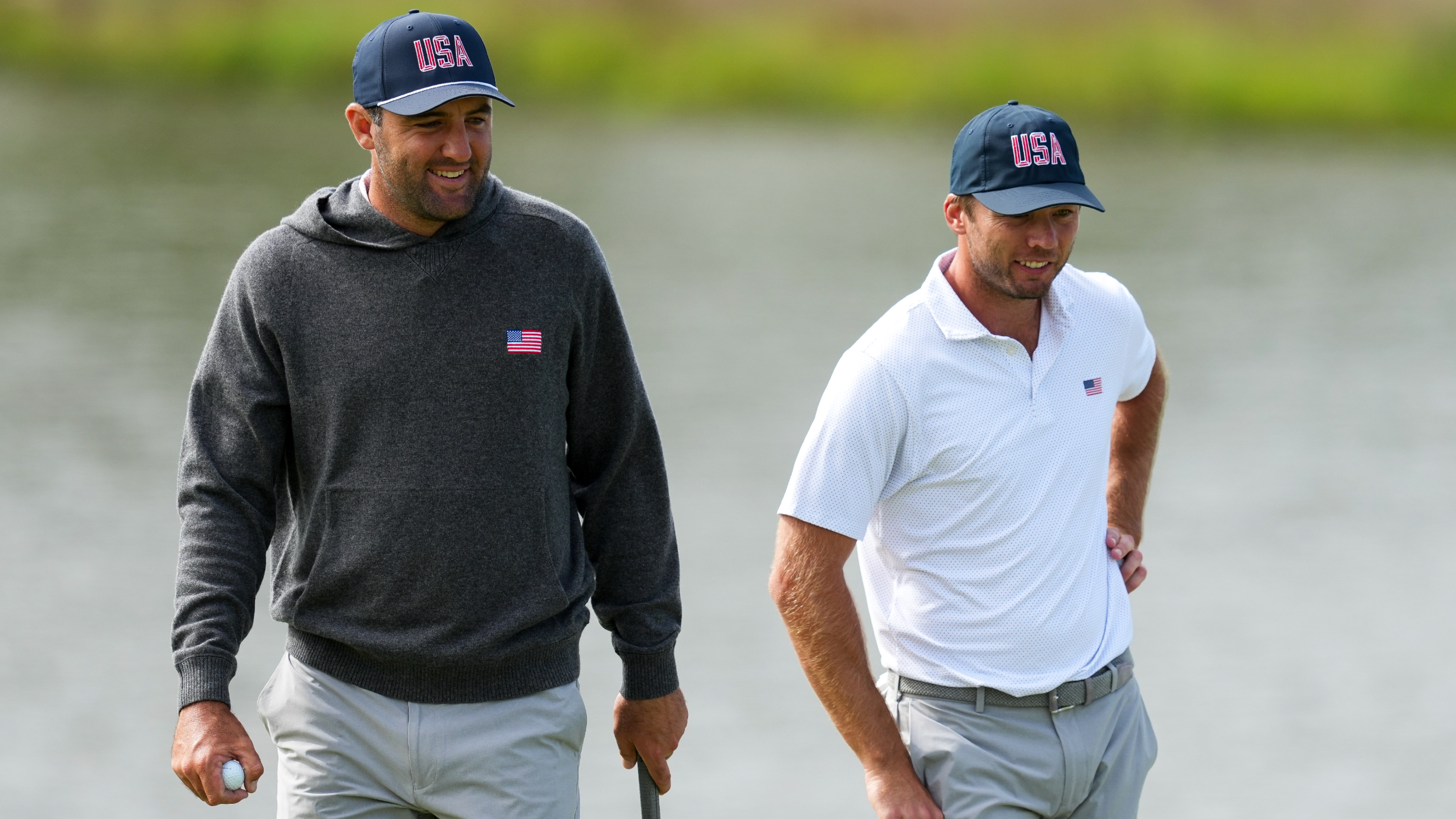 Scottie Scheffler and Sam Burns share a joke