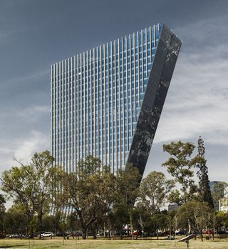 The dramatic angled cantilever of the Torre Virreyes in Mexico City by Teodoro González de León was a finalist in the Americas category