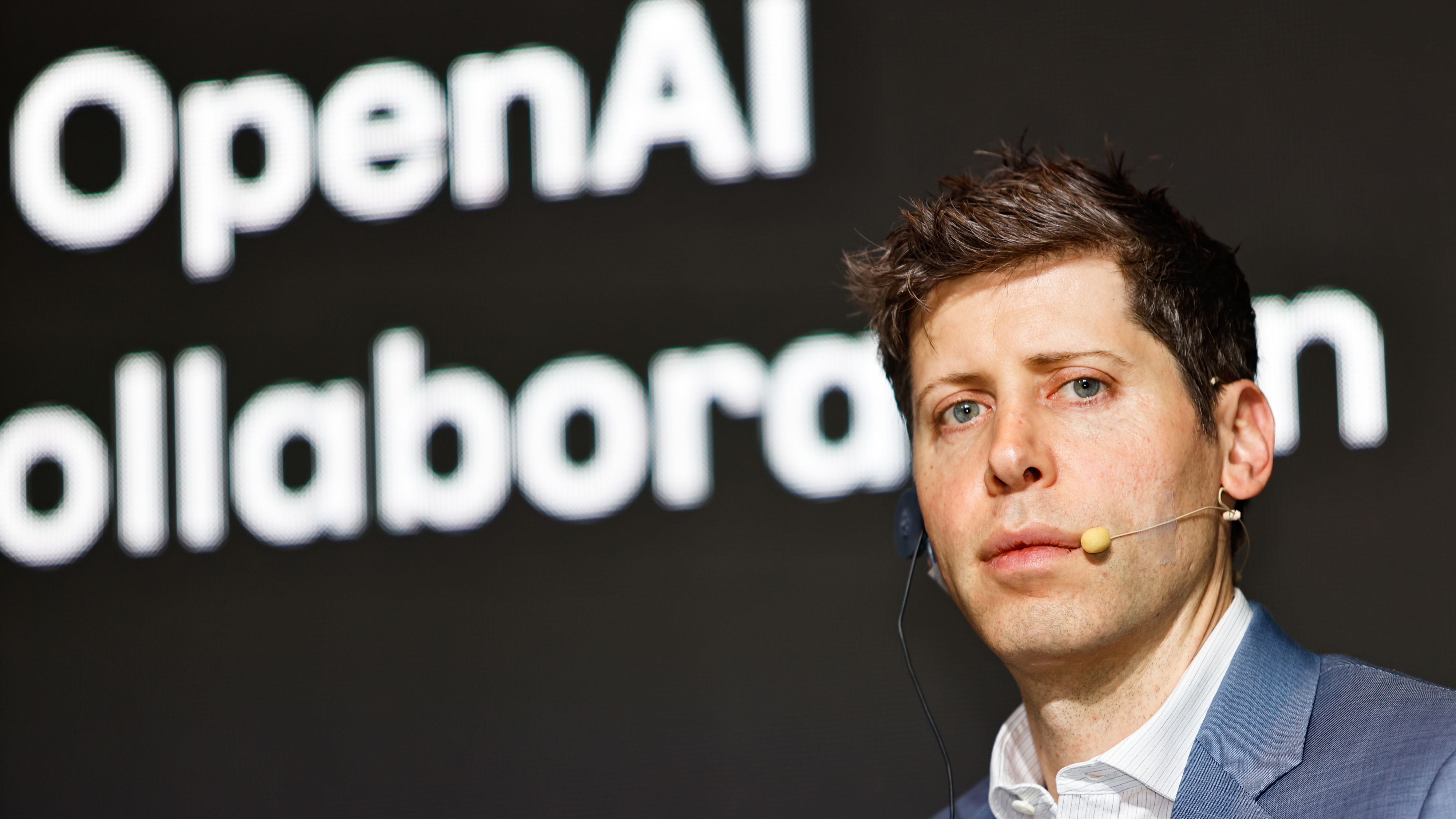 Sam Altman, CEO of OpenAI, the company behind ChatGPT, speaks at a joint press conference announcing a strategic partnership with Kakao at the Plaza Hotel in Seoul, South Korea, on February 4, 2025.