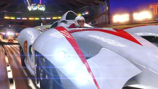 Emilie Hirsch's Speed Racer driving through race