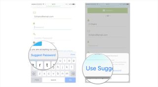 Tap on the suggested password and tap on use suggested password.