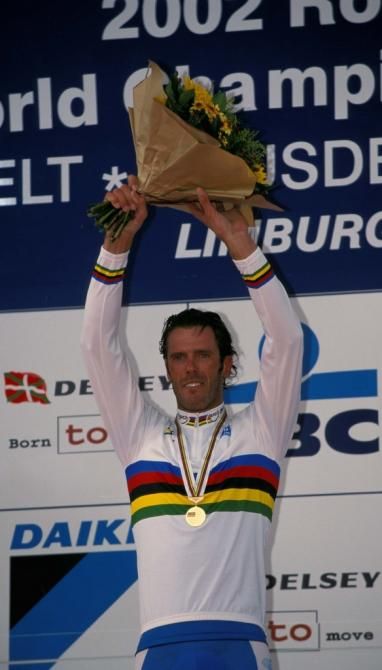 Mario Cipollini (Italy) in the 2002 rainbow jersey