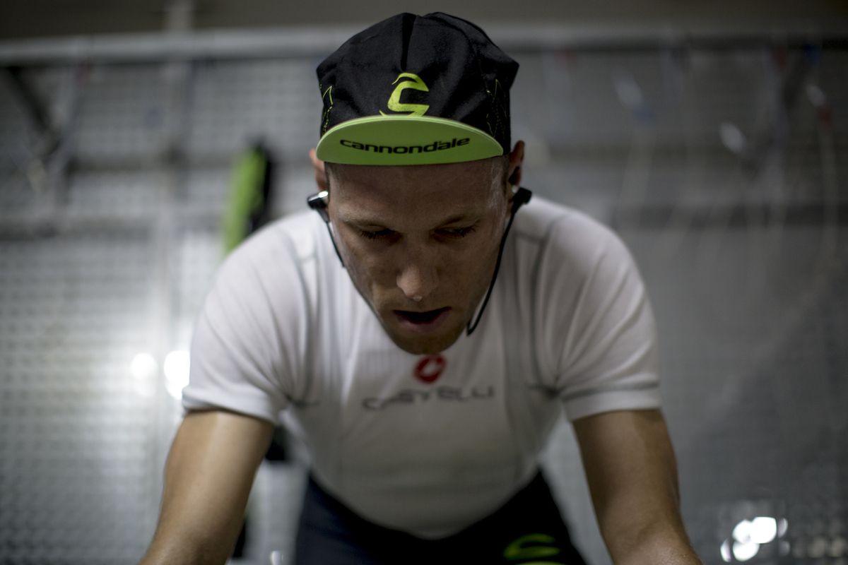Warming up on the trainer