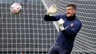 Southampton's Fraser Forster in a training session on April 14, 2021.