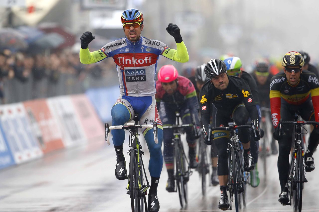 Peter Sagan (Tinkoff-Saxo) claims his first win of 2015.
