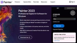 Corel Painter website screenshot.