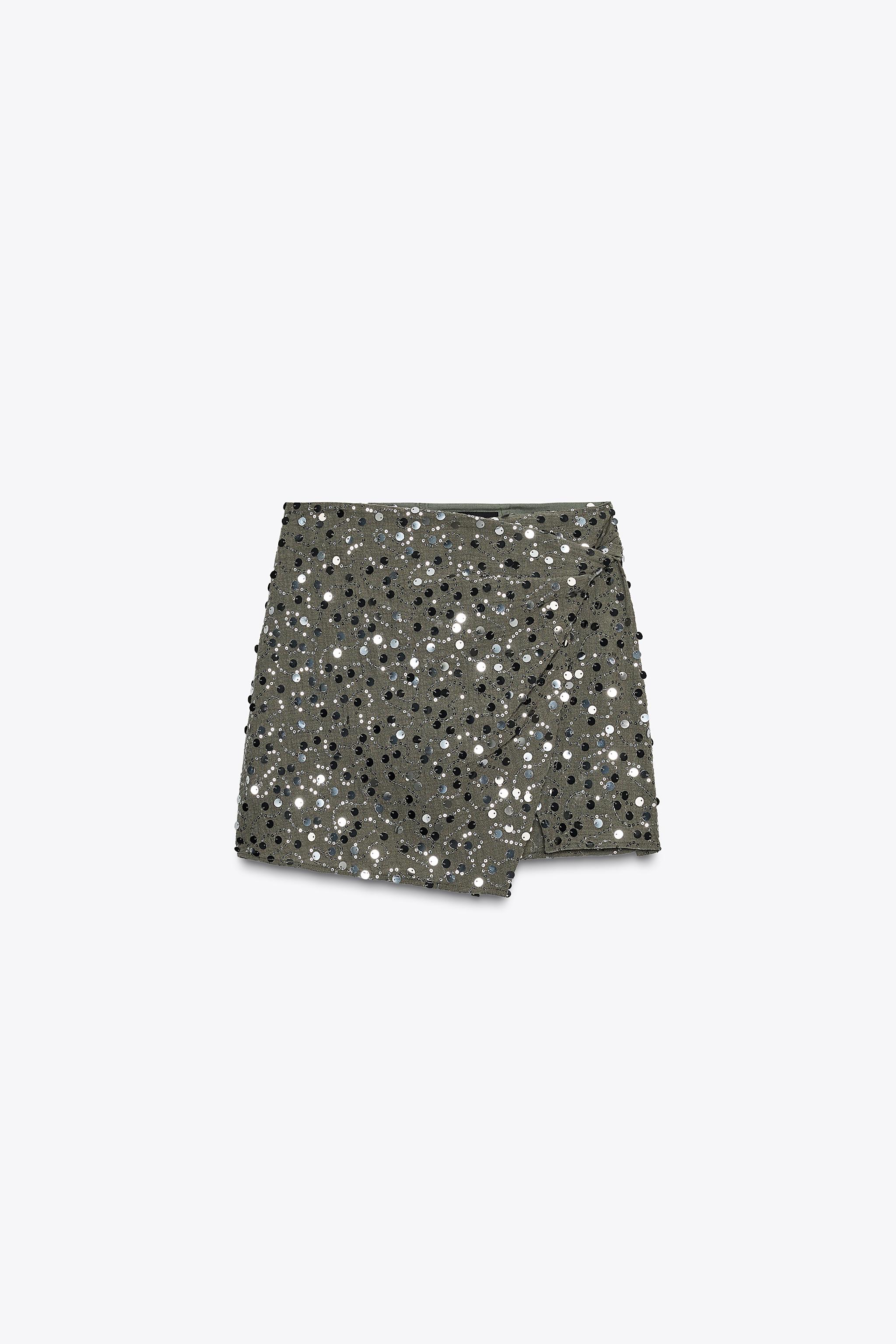 Sequin Wrap Mini Skirt