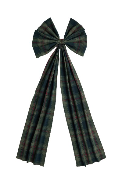 Next Navy Tartan Check Extra Large Bow Tree Topper
