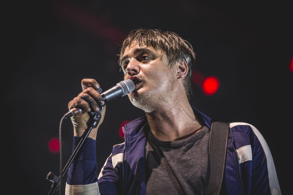 Pete Doherty on stage with The Libertines 