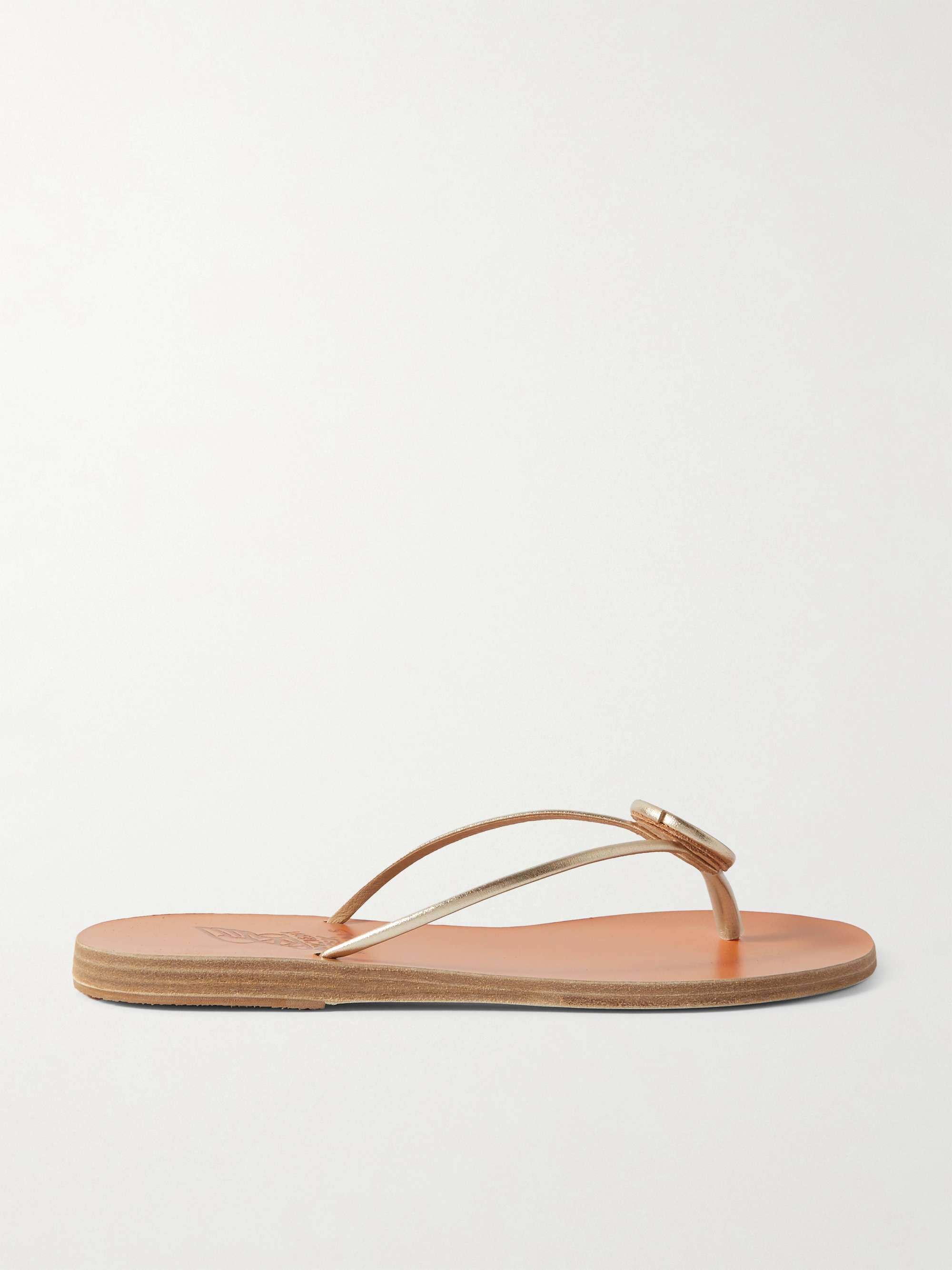 Strovilos Metallic Leather Flip Flops