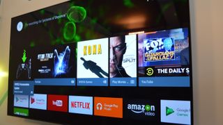Android TV's homescreen with Android N