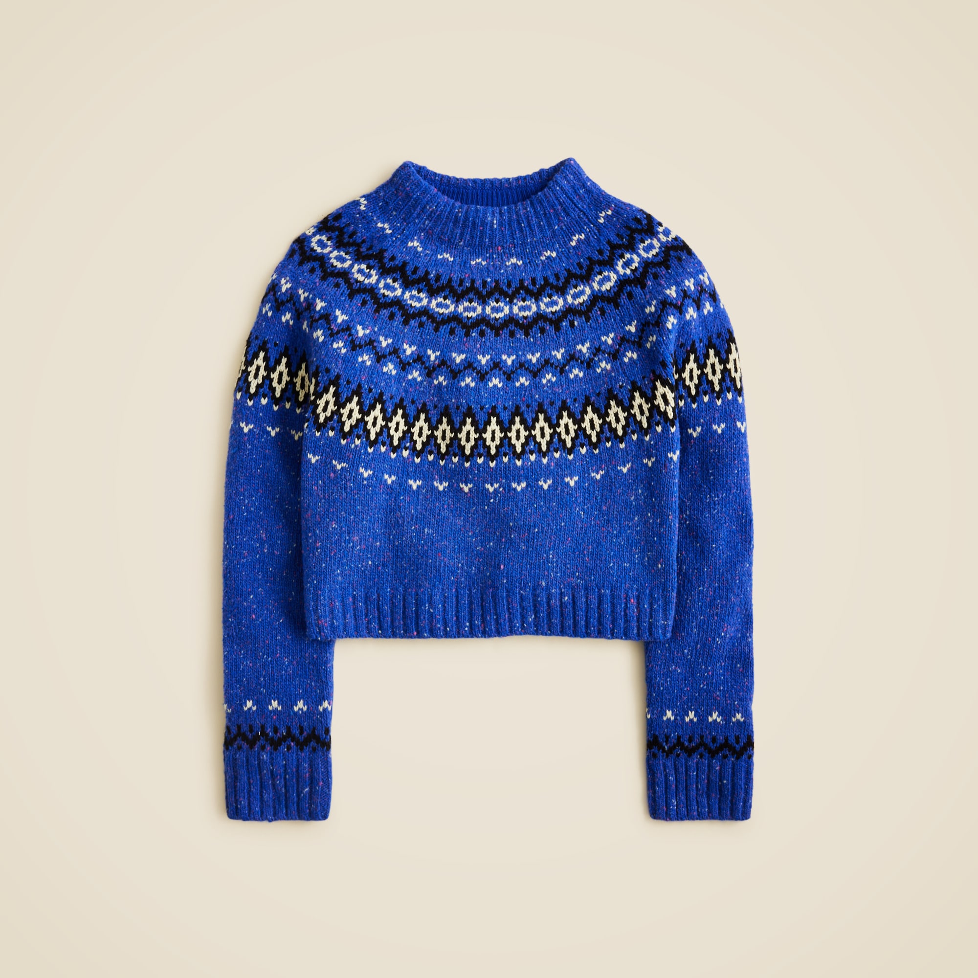Fair Isle Wide-Mockneck Sweater
